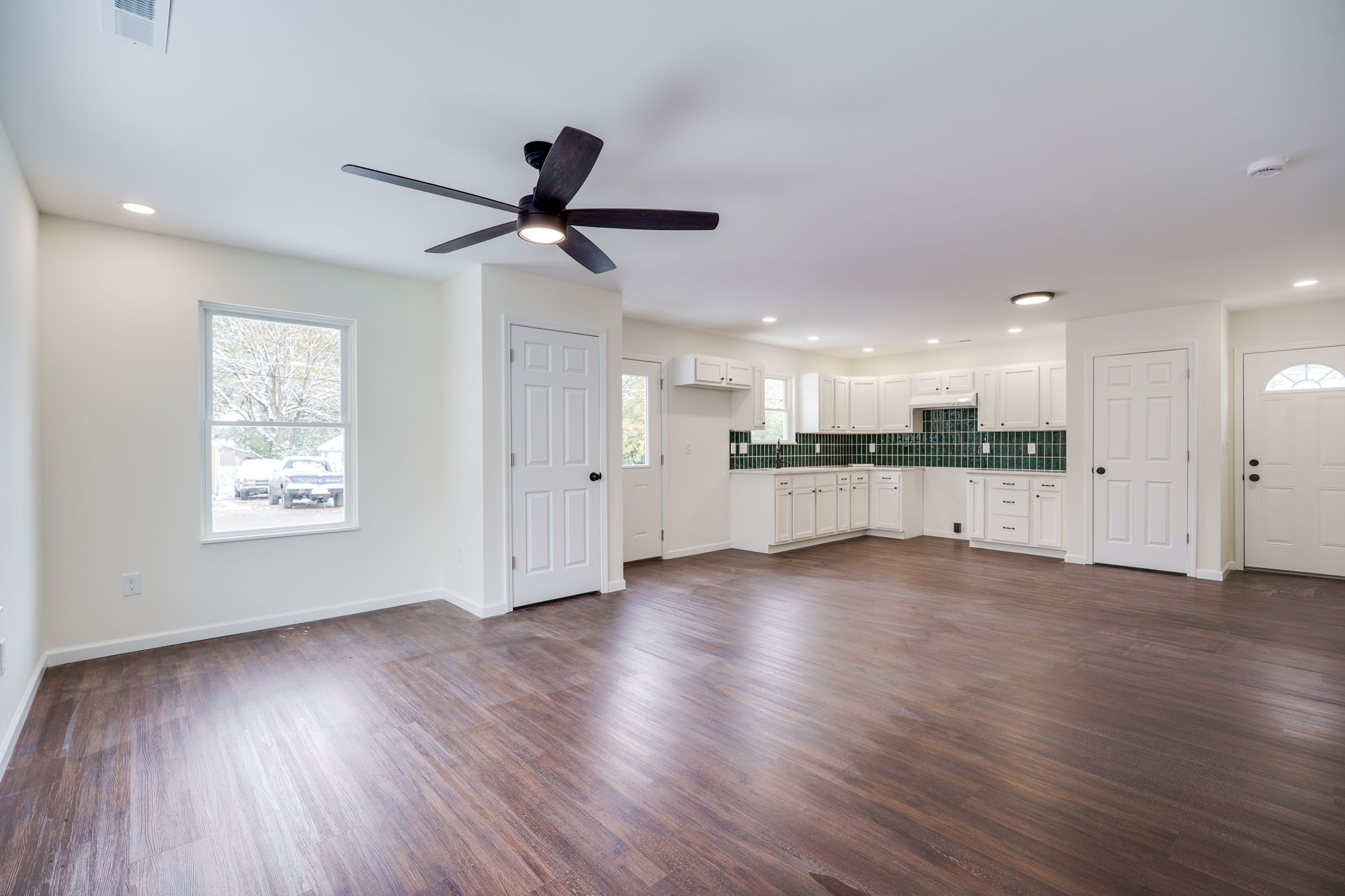Open concept living room and kitchen area